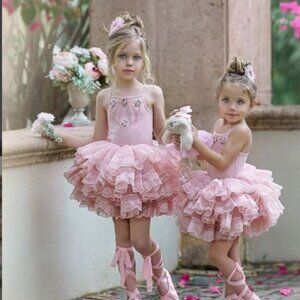 Dollcake Two Peas in a Pod Pink Tutu Dress Girls NWT sz 3
